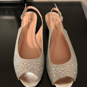 Beautiful sparkling slight wedge sandals